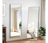 KOCUUY Miroir Intégral 52 x 161 cm, Rectangulaire Grand Miroir Mural à Suspendre, à Poser, à Appuyer Grand Miroir sur Pied avec Cadre Noir pour Salon, Chambre, Couloir