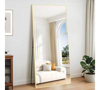 KOCUUY Miroir Intégral 85 x 192 cm, Rectangulaire Grand Miroir Mural à Suspendre, à Poser, à Appuyer Grand Miroir sur Pied avec Cadre Doré pour Salon, Chambre, Couloir