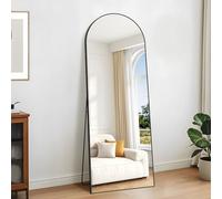 KOCUUY Miroir sur Pied Arqué, 165 x 60 cm Grand Miroir Mural avec Cadre en Aluminium Noir à Suspendre, à Poser, à Appuyer, pour Salon, Chambre, Couloir