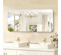 KOCUUY Specchio da bagno rettangolare Senza Cornice, Specchio da parete 60 x 120 cm, Specchio Con vetro infrangibile, riflessione HD, angoli arrotondati, adatto per bagno