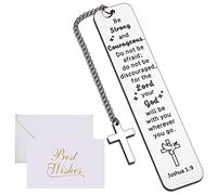 KODAA Lot de 2 marque-pages chrétiens avec verset de la Bible inspirant avec carte de vœux et enveloppes, en acier inoxydable argenté