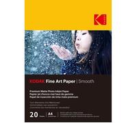 KODAK Fine Art Paper - Papier Photo Mat, Pack de 20 Feuilles, 340g/m², Format A4 (21x29,7cm), Impression Jet d'Encre Effet Lisse, Idéal pour Immortaliser vos Souvenirs