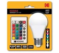 KODAK Ampoule LED RGB A60 - E27-6,5 W = 55 W - Télécommande