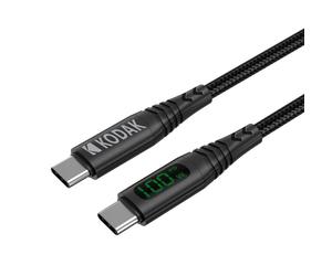 KODAK Câble USB-C LED Ultra Premium - Câble de Charge et de Transfert de Données Haute Vitesse, Indicateur LED, Compatible Charge Rapide, Longueur 1m - Noir
