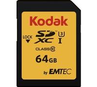 Kodak - Carte SD 64 Go UHS-I U3 V30 SDHC/XC - Carte Mémoire - Vitesse de Lecture 95MB/s Max - Vitesse d'Écriture 85MB/s Max - Stockage de Vidéos 4K Ultra HD et de Photos HD - SD Card