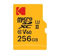 Kodak - Carte MicroSD 256GB - UHS-II U3 V60 - Débit Ultra-Rapide 300 Mo/s en Lecture, 160 Mo/s en Écriture - Vidéo 4K/8K - Idéale pour Les Créateurs de Contenu - Adaptateur SD Inclus