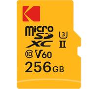 Kodak - Carte MicroSD 256GB - UHS-II U3 V60 - Débit Ultra-Rapide 300 Mo/s en Lecture, 160 Mo/s en Écriture - Vidéo 4K/8K - Idéale pour Les Créateurs de Contenu - Adaptateur SD Inclus