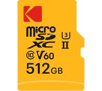 Kodak - Carte MicroSD 512GB - UHS-II U3 V60 - Vitesse Ultra-Rapide 300 Mo/s en Lecture, 160 Mo/s en Écriture - Vidéo 4K/8K - Stockage Ultra-Large pour Vidéos et Photos - Adaptateur SD Inclus