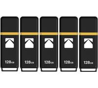 Kodak Classic K100 Lot de 5 clés USB 3.2 Gen 1 avec interface 128 Go avec une vitesse de lecture jusqu'à 20 Mo par seconde et une vitesse d'écriture jusqu'à 10 Mo par seconde