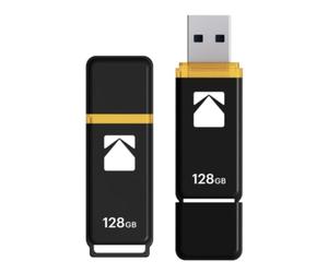 KODAK Clé USB 128Go Classic K102 - USB 3.0, Compatibilité Universelle, Lecture 15MB/s, Écriture 5MB/s, Compacte 54x12x6mm - Noir