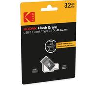 KODAK Clé USB 32Go K230 Dual Type-C - USB 3.1, Double Connectique Type-A et Type-C, Transfert Ultra-Rapide, Design Compact et Durable - Noir