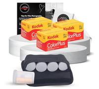 Kodak Colorplus 200 Lot de 3 films colorés 35 mm avec étui, carte d'astuces pour photographie Clikoze et chiffon pour objectif d'appareil photo
