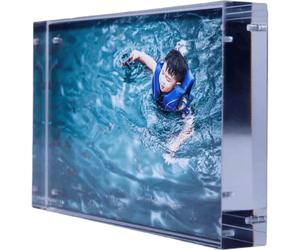 KODAK Cristal Cadre photo en bloc d'acrylique transparent avec fond magnétique et 5 feuilles de papier photo - Format 10 x 15 cm