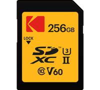 Kodak Carte mémoire SDXC ULTRA PRO UHS-II U3 V60 256 Go - 300 Mo/s, étanche et résistante, noir