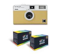 KODAK EKTAR H35 - Caméra Vidéo Demi-Format 35mm Réutilisable, Sans Mise au Point, Légère, Facile à Utiliser - Sable + 2 Pellicules 35mm Couleur 24 Expositions