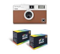 KODAK EKTAR H35 - Caméra Vidéo Demi-Format 35mm Réutilisable, Sans Mise au Point, Légère, Facile à Utiliser - Marron + 2 Pellicules 35mm Couleur 24 Expositions