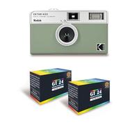 KODAK EKTAR H35 - Caméra Vidéo Demi-Format 35mm Réutilisable, sans Mise au Point, Légère, Facile à Utiliser - Vert Sauge + 2 Pellicules 35mm Couleur 24 Expositions