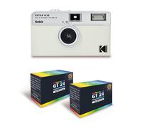 KODAK EKTAR H35 - Caméra Vidéo Demi-Format 35mm Réutilisable, Sans Mise au Point, Légère, Facile à Utiliser - Blanc cassé + 2 Pellicules 35mm Couleur 24 Expositionss