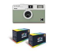 KODAK EKTAR H35 - Caméra Vidéo Demi-Format 35mm Réutilisable, Sans Mise au Point, Légère, Facile à Utiliser - Vert Sauge + 2 Pellicules 35mm Couleur 24 Expositions