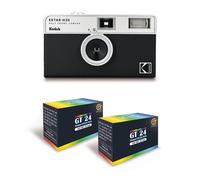 KODAK EKTAR H35 - Caméra Vidéo Demi-Format 35mm Réutilisable, Sans Mise au Point, Légère, Facile à Utiliser - Noir + 2 Pellicules 35mm Couleur 24 Expositions