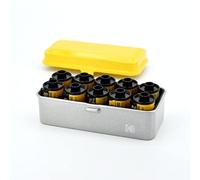 KODAK Film Case 120/135 étui pour 8 Rouleaux de 120 Films/10 Rouleaux de Film 35 mm-boîtier en acier rétro pour trier et protéger le film(jaune)(film non inclus)