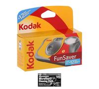 Kodak Funsaver Appareil photo jetable à usage unique ISO-800 avec flash 39 poses avec chiffon microfibre 35 mm