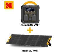 KODAK Kit Station d'Énergie Portable S600 + Panneau Solaire 120W - Batterie 551Wh - Multiports - Idéal pour Camping, Urgences