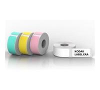 Kodak Label Era - Lot de 12 rouleaux de papier adhesif (9 blancs, 1 rose, 1 vert, 1 jaune) pour imprimante M50 - Ideal pour des etiquettes durables et colorees, facile à utiliser