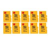 KODAK Pack de 10 Cartes Mémoire Micro SDHC 32 Go avec Adaptateur - Solution de Stockage Haute Vitesse
