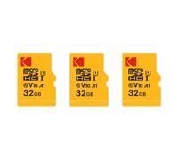 Kodak Lot de 3 Cartes Mémoire Micro SDXC 32 Go Premium - Classe 10 UHS-I - Haute Vitesse et Fiabilité pour Smartphones, Caméras, Tablettes et Consoles