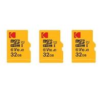 Kodak Lot de 3 Cartes Memoire Micro SDXC 32 Go Premium - Classe 10 UHS-I - Haute Vitesse et Fiabilite pour Smartphones, Cameras, Tablettes et Consoles Noir