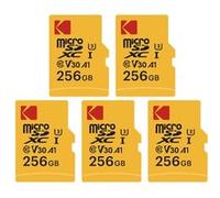 Kodak Lot de 5 Cartes Mémoire Micro SD 256 Go - Classe 10 - Haute Performance avec Adaptateurs pour Smartphones, Caméras, Tablettes et Consoles