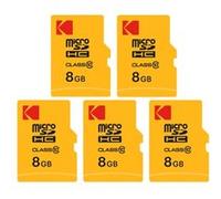 Kodak Lot de 5 Cartes Mémoire Micro SDHC 8 Go + Adaptateurs - Classe 10 - Haute Vitesse pour Smartphones, Tablettes, Caméras et GPS