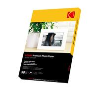 KODAK Lot de 50 feuilles de papier photo brillant de qualité supérieure - 200 g/m² - Format A4 - 210 mm x 297 mm - 200 g/m² - Pour imprimante jet d'encre Canon HP Epson