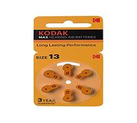 Kodak Lot de 60 Piles auditives Extra avancées en Zinc Marron Taille 13 pour appareils auditifs sans Mercure 1,45 V A13 Taille 13 Orange Tab