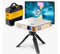 KODAK Luma 150 Kit complet - Mini projecteur DLP de poche sans fil avec étui, trépied, écran de 60", batterie rechargeable, haut-parleur intégré, HDMI, USB, microSD - Portable et miroir d'écran (blanc