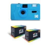 KODAK M35 - Appareil Photo Rechargeable 35mm, Objectif Grand Angle Fixe, Viseur Optique, Flash Intégré - Bleu + 2 Pellicules GT24 Couleur Compatible 24 Expositions