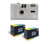 KODAK M35 - Appareil Photo Rechargeable 35mm, Objectif Grand Angle Fixe, Viseur Optique, Flash Intégré - Gris + 2 Pellicules GT24 Couleur compatible 24 Expositions