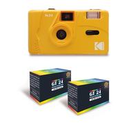 KODAK M35 - Appareil Photo Rechargeable 35mm, Objectif Grand Angle Fixe, Viseur Optique, Flash Intégré - Jaune + 2 Pellicules GT24 35mm Couleur 24 Expositions
