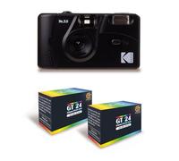 KODAK M35 - Appareil Photo Rechargeable 35mm, Objectif Grand Angle Fixe, Viseur Optique, Flash Intégré - Noir + 2 Pellicules GT24 Couleur Compatible 24 Expositions