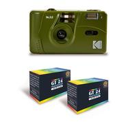 KODAK M35 - Appareil Photo Rechargeable 35mm, Objectif Grand Angle Fixe, Viseur Optique, Flash Intégré - Vert Olive + 2 Pellicules GT24 Couleur compatible 24 Expositions