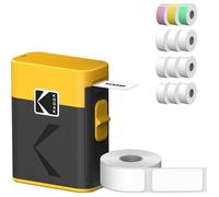 Kodak New Label Era M50 Imprimante Instantanée d'étiquettes (Blanc, Imprimeur avec 1 Rouleau Autocollant Label + 12 Rouleaux, Blanc 9 Rouleaux, Rose/Vert/Jaune 1 Rouleau chacun)