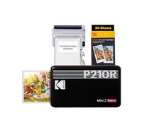Kodak Mini 2 Retro 4PASS Imprimante Photo Portable, Connexion Bluetooth, Impression Instantanée, 5.3×8.6 cm, Paquet de 38 Feuilles, Noir
