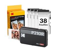 KODAK Mini 2 Retro Imprimante Photo Portable 5x7,6cm, 38 Feuilles, Noir