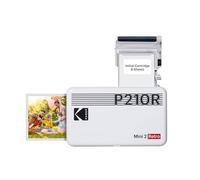 KODAK Mini Retro 2 P210 - Mini Imprimante Connectée (Photo format Carte de Crédit 5,3 x 8,6 cm - 2,1 x 3,4'', Bluetooth, Batterie Lithium, Sublimation Thermique 4Pass, 8 photos incluses), Blanc