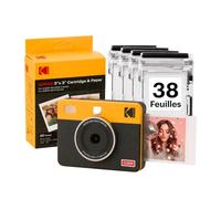 KODAK Mini Shot 3 Retro 4Pass 2-in-1 Appareil Photo Instantané et Imprimante Photo Portable (7,6x7,6cm) + Paquet avec 38 Feuilles, Jaune