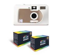 KODAK Motorized S88 - Appareil Photo Argentique Motorisé, Enroulement Automatique, Compact - Blanc/Marron + 2 Pellicules compatible35mm Couleur 24 Expositions