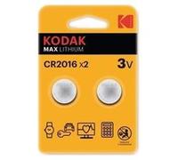 KODAK Pack 2 Piles Bouton Lithium CR2016 3V