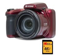 KODAK Pack Bridge Numérique Pixpro Astro Zoom AZ405 + Carte SDHC Kodak Ultra High Speed U1 32GB - Appareil Photo 20 mégapixels, Zoom X40, Grand angle, LCD, Vidéo Full HD 1080p, OIS, Pile AA - Rouge - Neuf