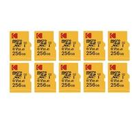Kodak Pack de 10 Cartes Mémoire Micro SD 256 Go - Classe 10 - Haute Performance avec Adaptateurs pour Smartphones, Caméras, Tablettes et Consoles